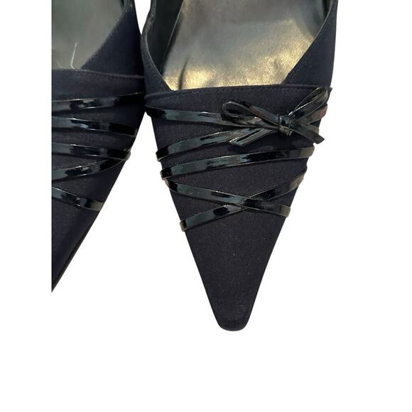 Vintage Stuart Weitzman Women's Navy Blue bow Pointed Toe Pumps Heels Size 11 - Picture 8 of 8